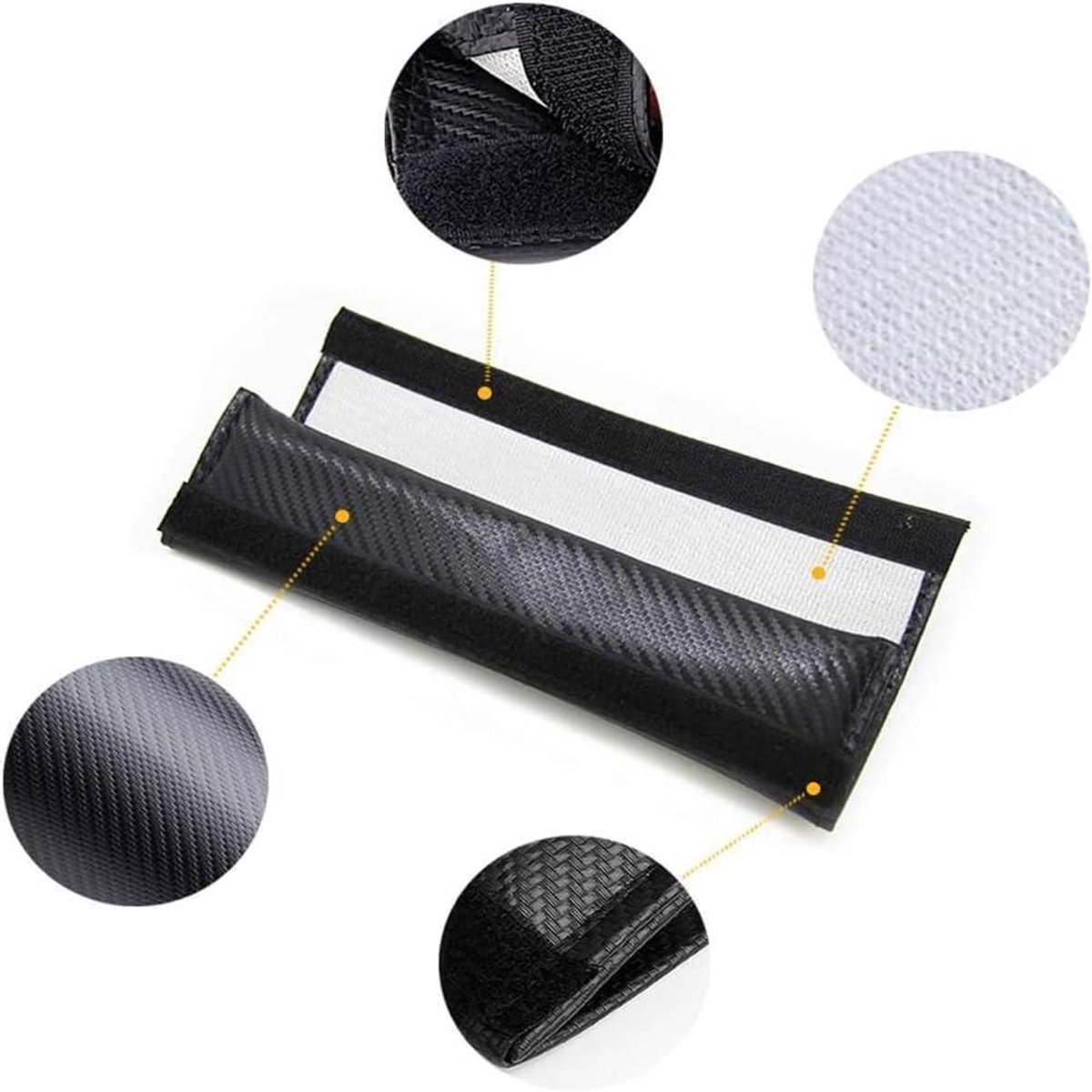 Autogordel Pads - Schouderhoezen - Comfortabel Rijden - Verstelbare Demping - 2 Stuks - Wit