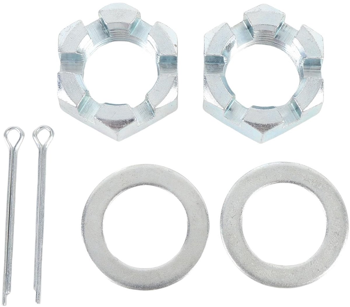 Complete Set van 2 Traileras Moeren met Ringen en Splintjes voor Boot en Vissersaanhangers - Roestvrij Staal, 1 Inch Draad, Onderdeel voor As Reparatie