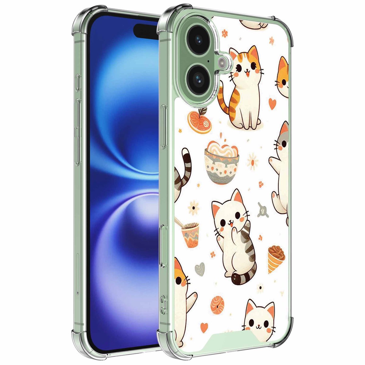 Smartphonica Geschikt voor iPhone 16 Telefoonhoesje met Katten opdruk - Draadloos op te laden - Shockproof Siliconen TPU Strong Case - Sterk Schokbestendig Telefoonhoesje geschikt voor iPhone 16