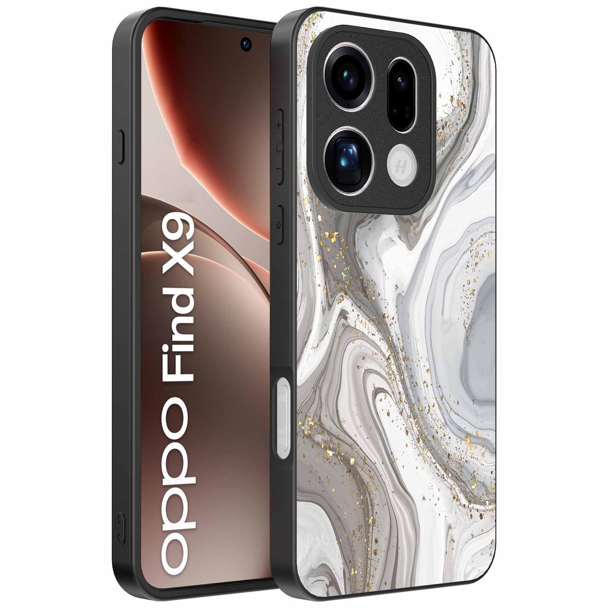 Geschikt voor Oppo Find X9 Telefoonhoesje met marmer opdruk - TPU backcover case marble design - Zilver - Smartphonica geschikt voor Oppo Find X9