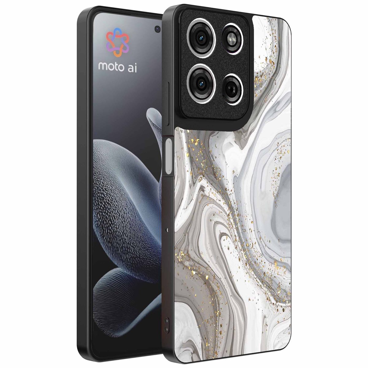 Geschikt voor Motorola Edge 70 Telefoonhoesje met marmer opdruk - TPU backcover case marble design - Zilver - Smartphonica geschikt voor Motorola Edge 70