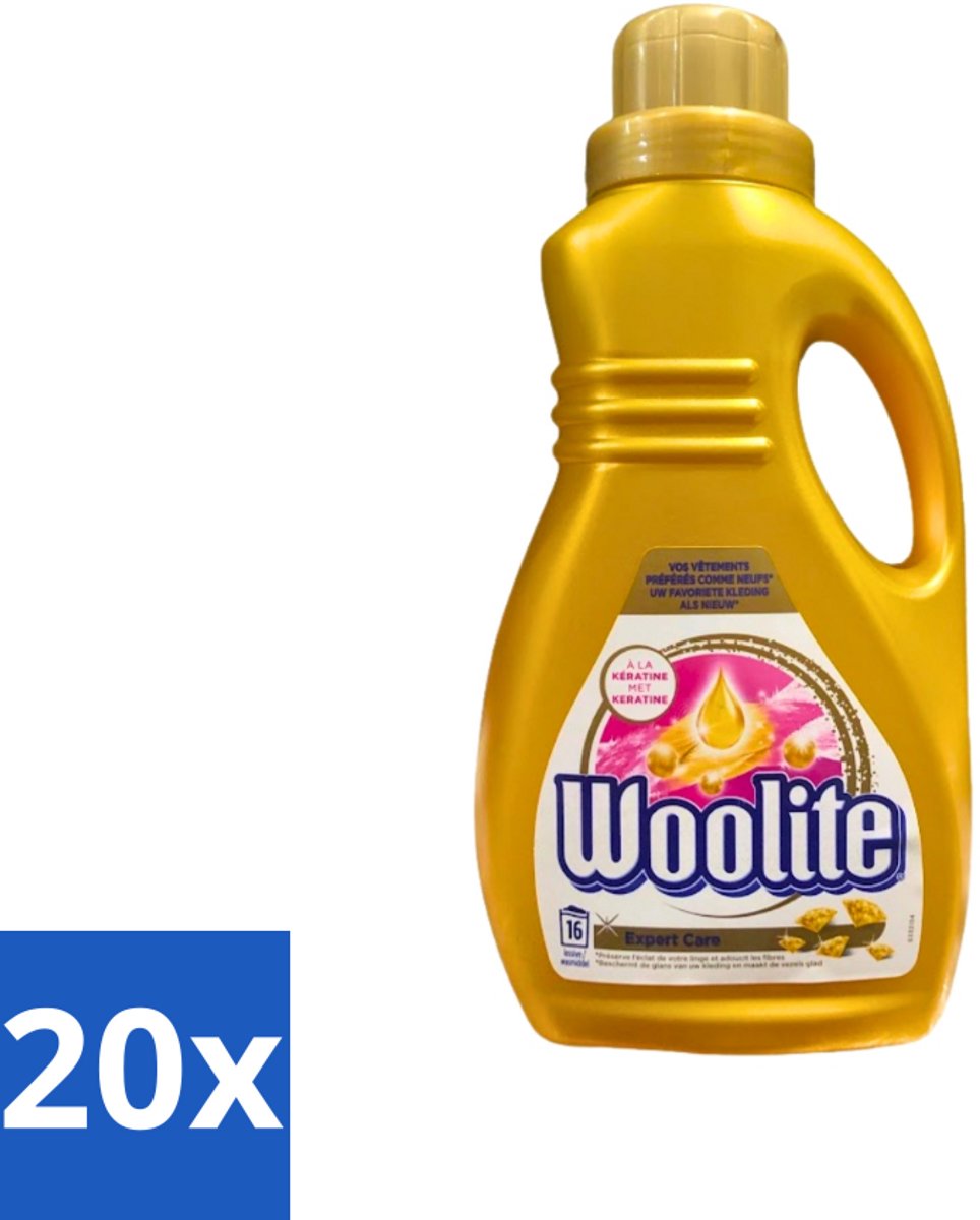 20 x Woolite Expert Care - Vloeibaar Wasmiddel - Met Keratine - Delicate Was - 16 Wasbeurten - 1L - Delicate Was - Keratine Wasmiddel - Kleding Verzorging - Wasmiddel Voor Delicate Stoffen - Glans Behouden