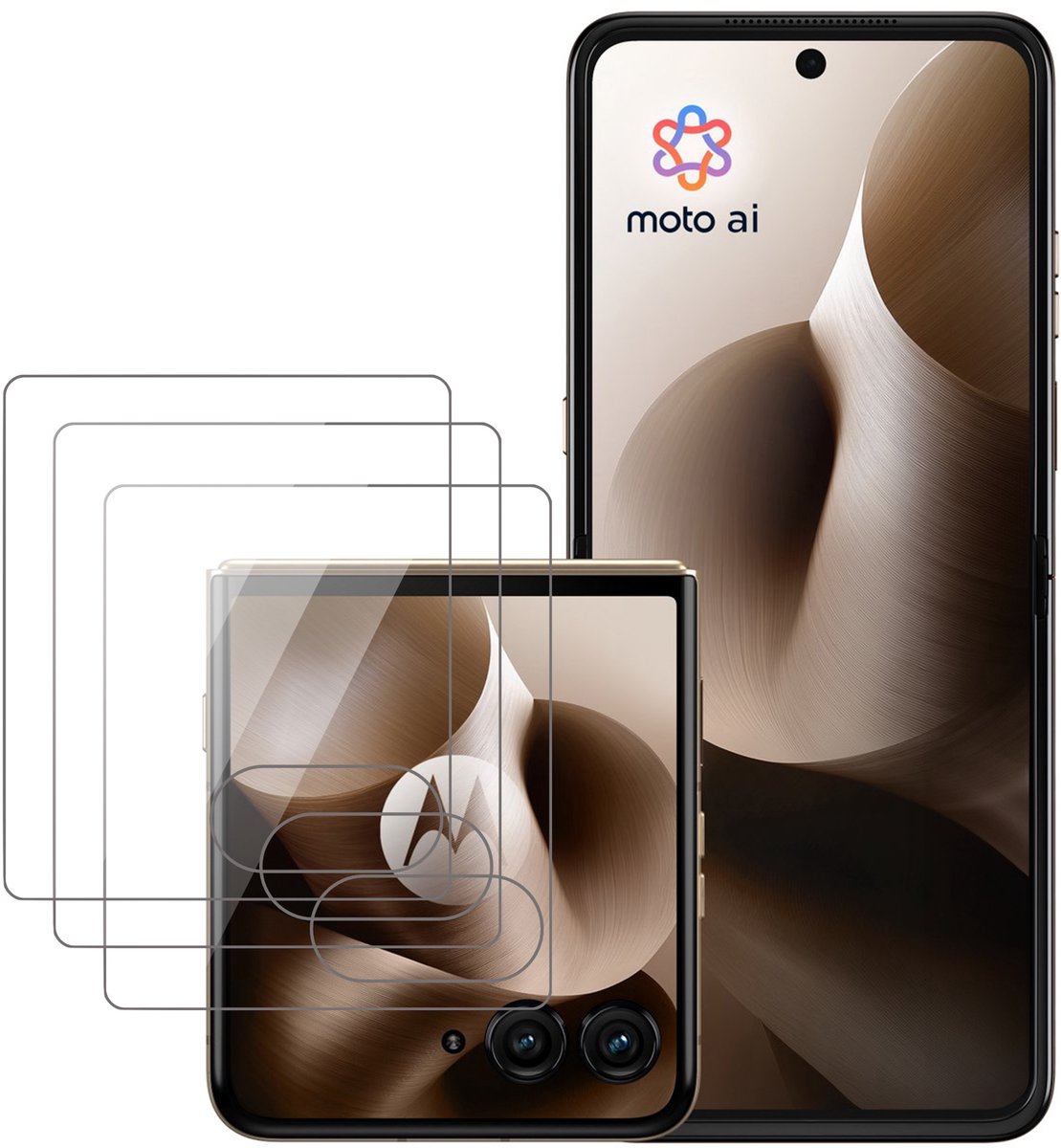 Screenprotector geschikt voor Motorola Razr 70 Plus / 50 Ultra – 3 Stuks – UltraClear Gehard Glas – Case Friendly – 9H Krasbestendig