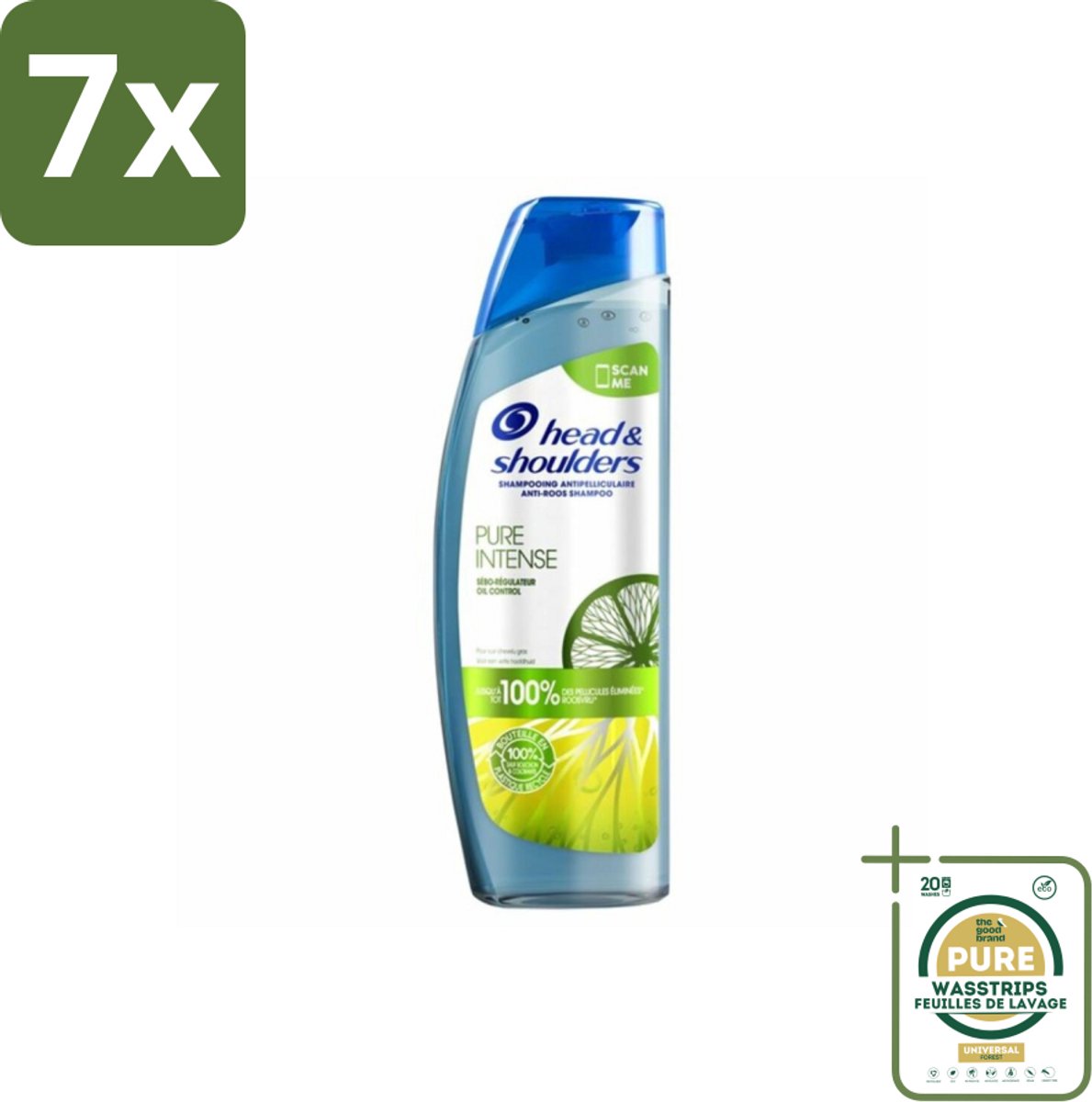 7 x Head & Shoulders - Anti-Roos Shampoo - Pure Intense - Oil Control - 250 ml - Grootverpakking - Roosvrij Haar - Oliecontrole - Schone Hoofdhuid - Vet Haar - Anti-roos Shampoo