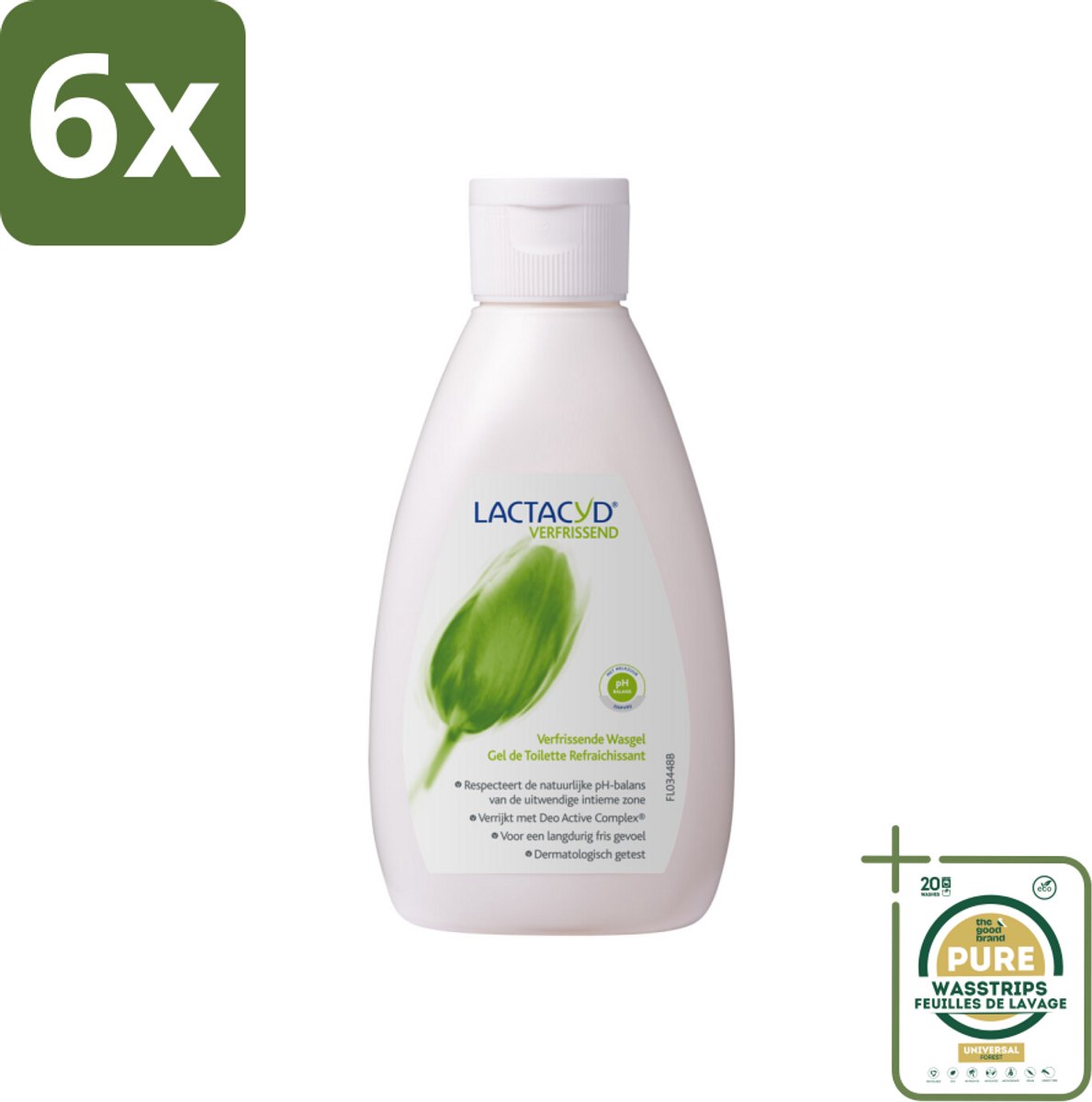 Lactacyd – Verfrissende Wasgel - 200 m - Voordeelverpakking - 6 stuks - Menthol wasgel - Geurvervoegende wasgel