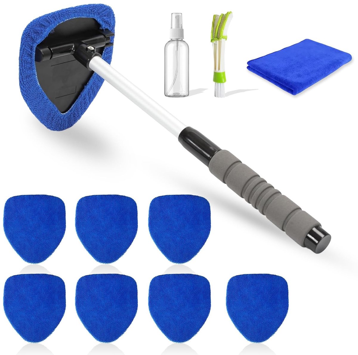 Solidchoice - Ruitenreiniger voor Auto met 7 Microvezelpads en 1 Cockpitdoek Blauw