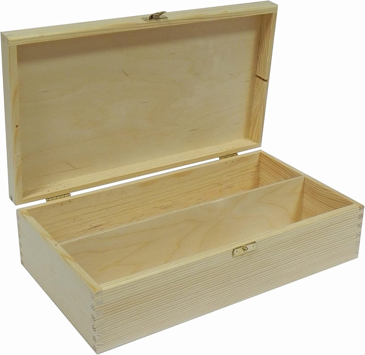 Dubbele Houten Wijnflesdoos - Natuur - 35 x 20 x 10 cm - Houten Opbergdoos voor Wijnflessen - Voor Cadeaus