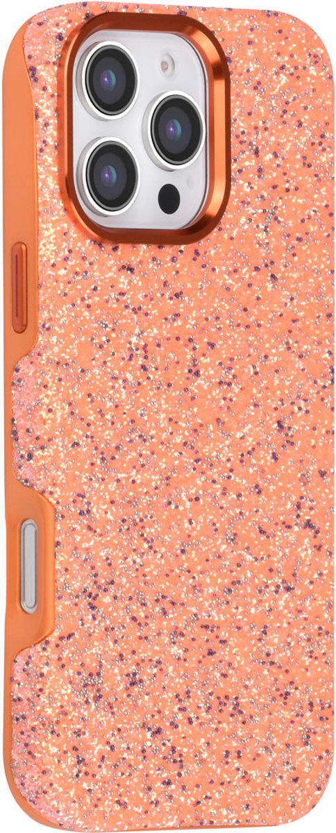 TUNIQ Backcover hoesje voor Apple iPhone 16 Pro Max - Glitter Magsafe TPU+PC - Oranje