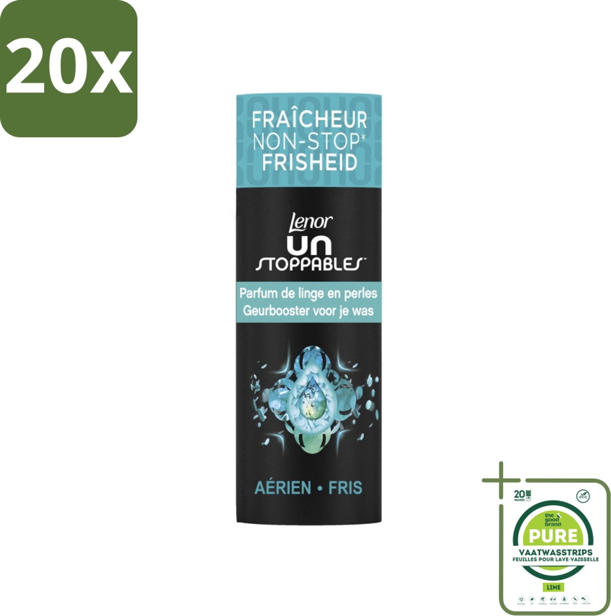 20 x Lenor Unstoppables - Geurbooster - Fris - 13 Wasbeurten - Grootverpakking - Lenor Unstoppables - Geurbooster - Wasverfrissers - Langdurige Geur - Frisse Geur