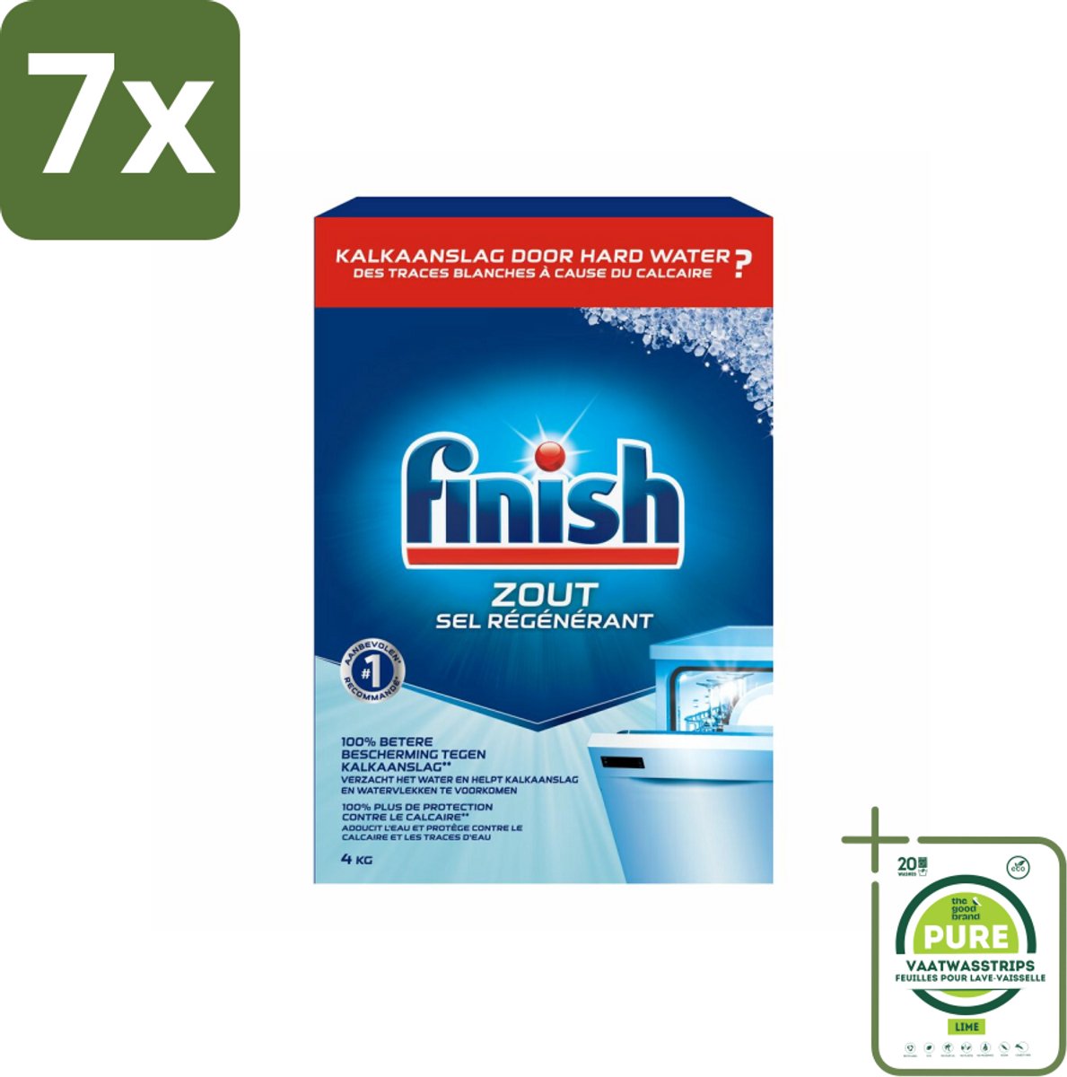 7 x Finish Vaatwasmachine Zout 4 kg - Grootverpakking - Vaatwasmachine Zout - Kalk Verwijderaar - Vaatwasser Reiniging - Vaatwasser Onderhoud - Anti-kalk