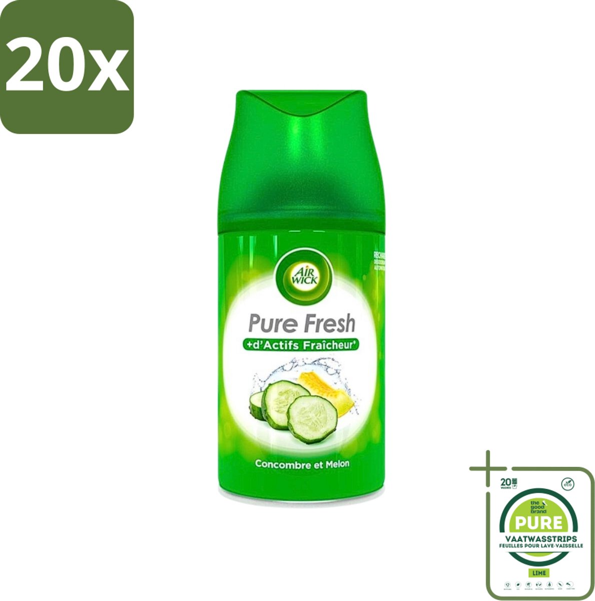 20 x Air Wick Freshmatic - Luchtverfrisser Navulling - Pure Fresh Komkommer - 250ml - Grootverpakking - Luchtverfrisser - Geurverspreider - Air Wick - Komkommergeur - Frisse Geur
