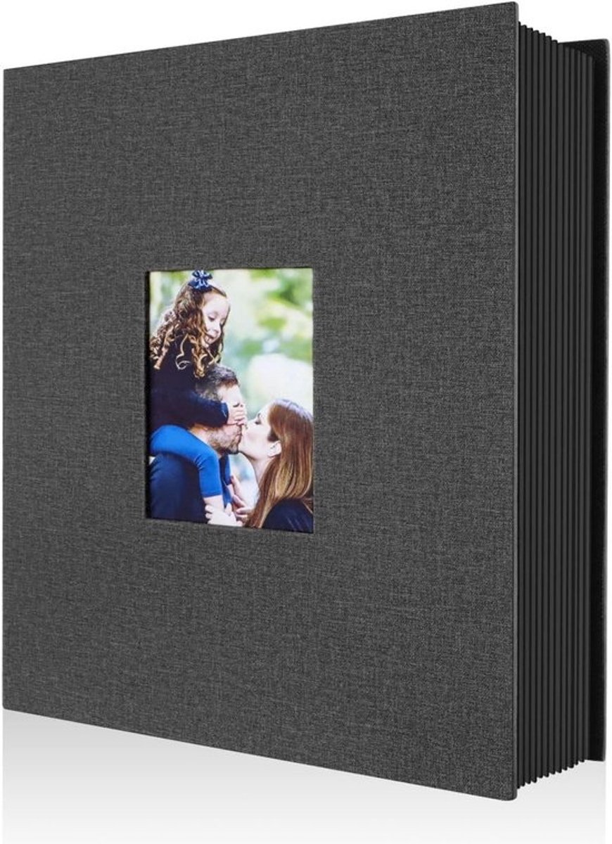 SnelShoppen - Photo Album 10x15 cm voor 400 Verticaal Foto's, Luxe Linnen Cover, 50 Bladen, Zwart, Perfect voor Herinneringen, Feesten en Gelegenheden