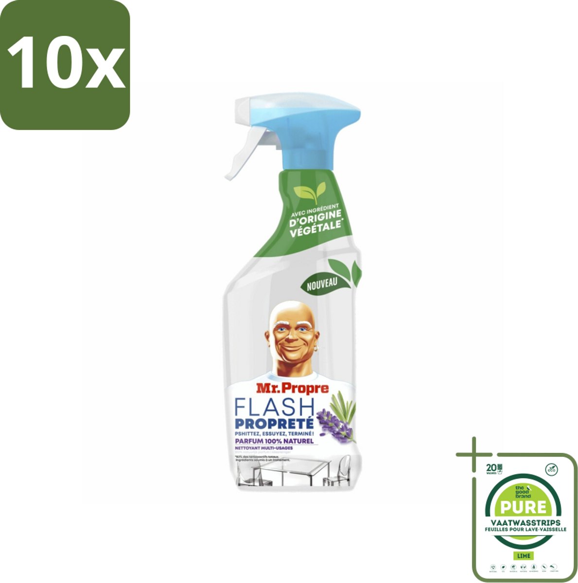 10 x Mr. Proper - Allesreiniger Spray - Lavendel & Rozemarijn - 100% Natuurlijke Parfum - 800 ml - Grootverpakking - Allesreiniger - Schoonmaakspray - Lavendel - Rozemarijn - Plantaardige Reiniger