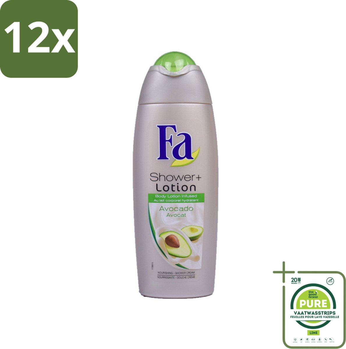 Fa - Douchecrème Met Lotion - Avocado - 250 ml - Voordeelverpakking - 12 stuks - Douchecrème - Avocado