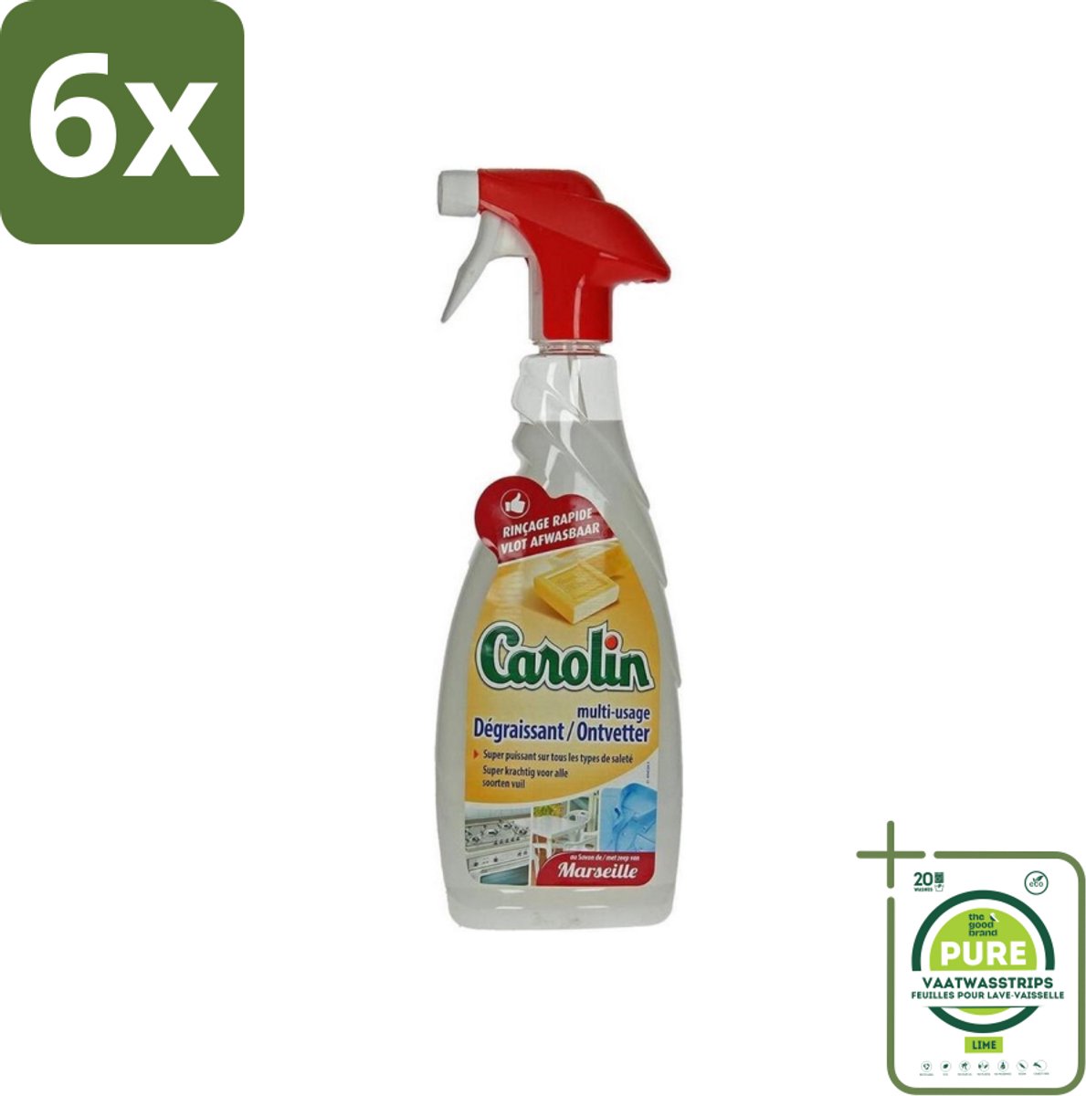 Carolin - Keukenreiniger - Ontvetter - 650 ml - Voordeelverpakking - 6 stuks - Keukenreiniger - Ontvetter