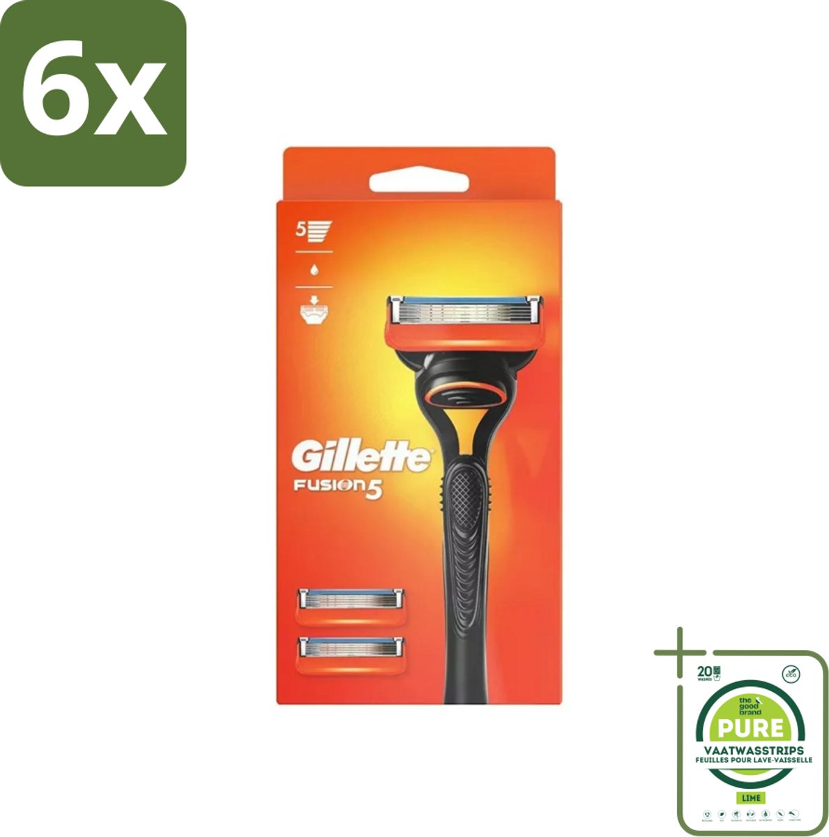 Gillette - Fusion 5 - Scheermesje - Ergonomisch ontwerp - 2 Extra Navulmesjes - Voordeelverpakking - 6 stuks - Scheerapparaat - Gillette Fusion5