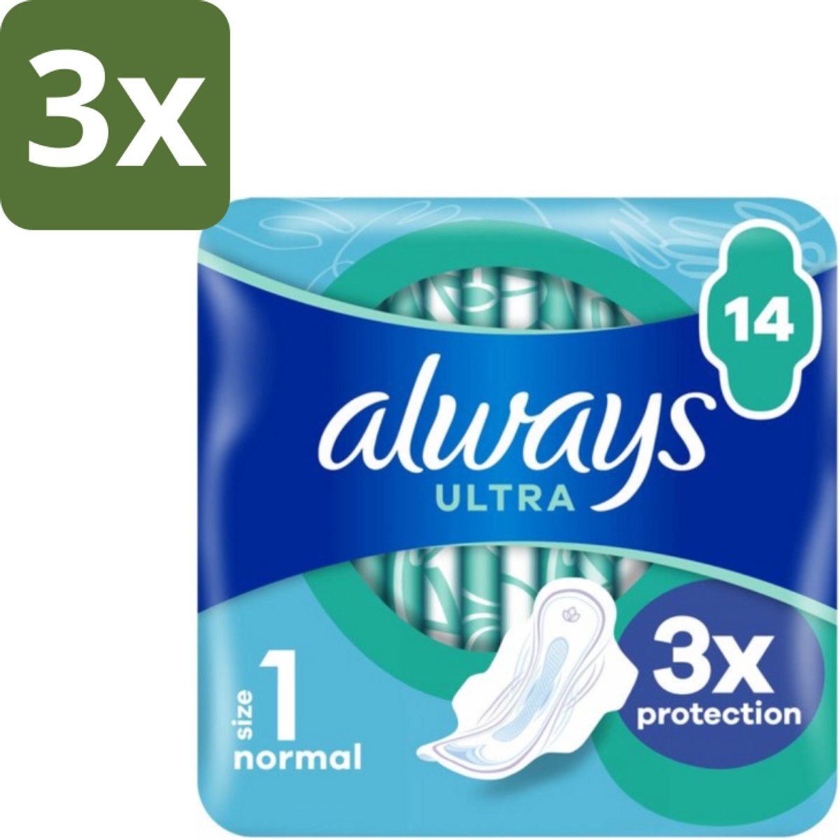 3 x Always – Maandverband – Ultra Normal Plus – 14 Maandverbanden - Maandverband Met Vleugels - Normale Menstruatie - Altijd Ultra Normal Plus - Menstruatiebescherming - Ultradun Maandverband