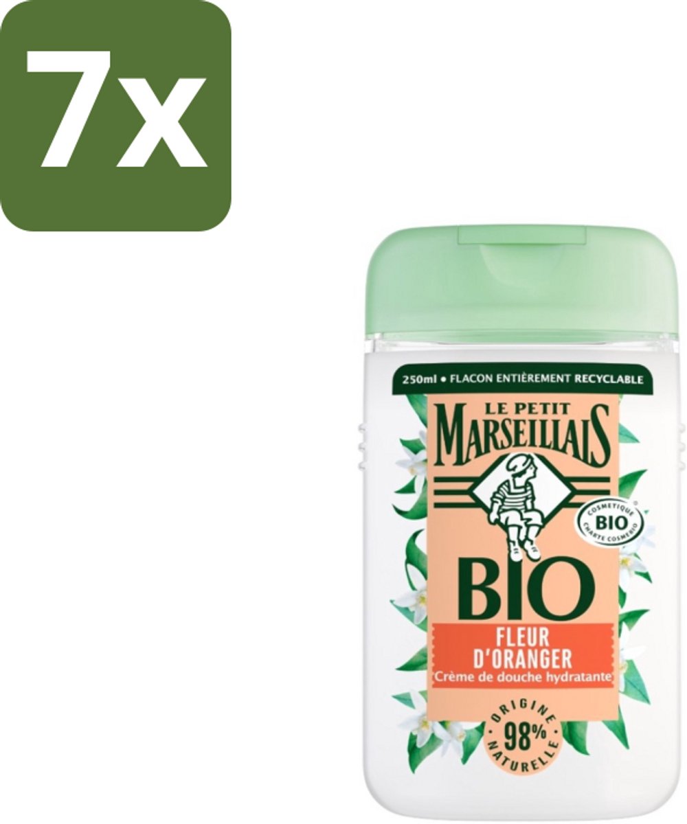 7 x Le Petit Marseillais – Douchegel – Fleur d’Oranger – 250 ml - Douchegel Oranje Bloesem - Oranje Bloesem Geur - Natuurlijke Douchegel - Zachte Reiniging - Huid Verzorging