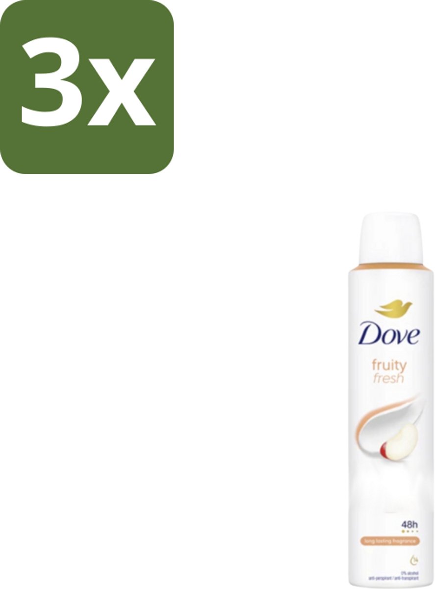 3 x Dove – Deodorant Spray – Fruity Fresh – 200 ml - Anti-transpirant Spray - Zweetgeur - Okselgeur - Fris - Fruitig