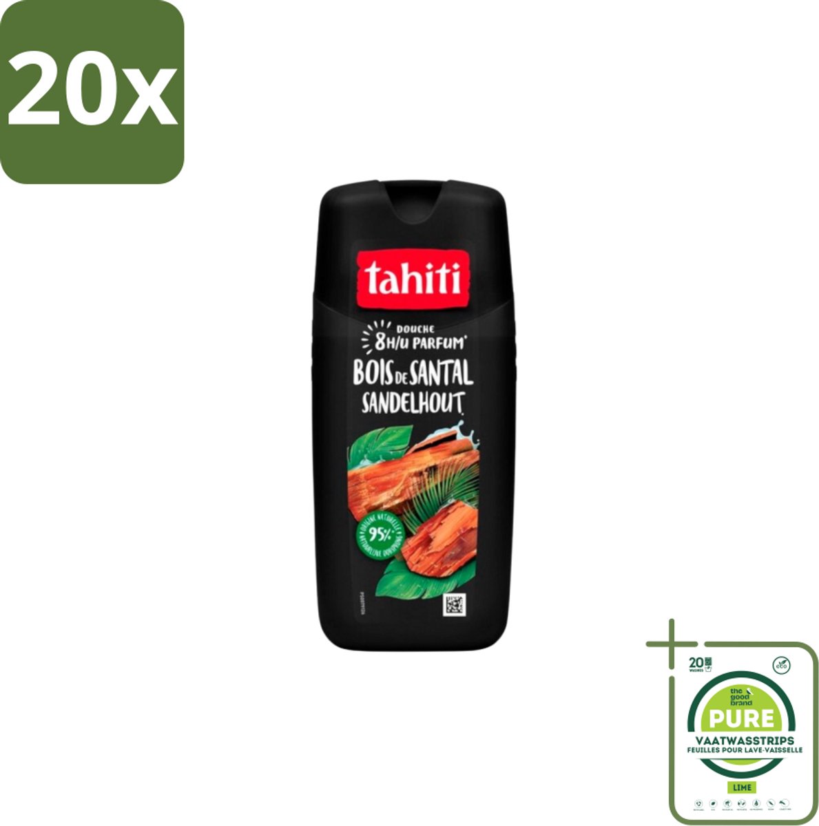 20 x Tahiti – Douchegel – Sandelhout - 315 ml - Grootverpakking - Douchegel - Sandelhout - Ontspanning - Natuurlijke Geur - Huidverzorging