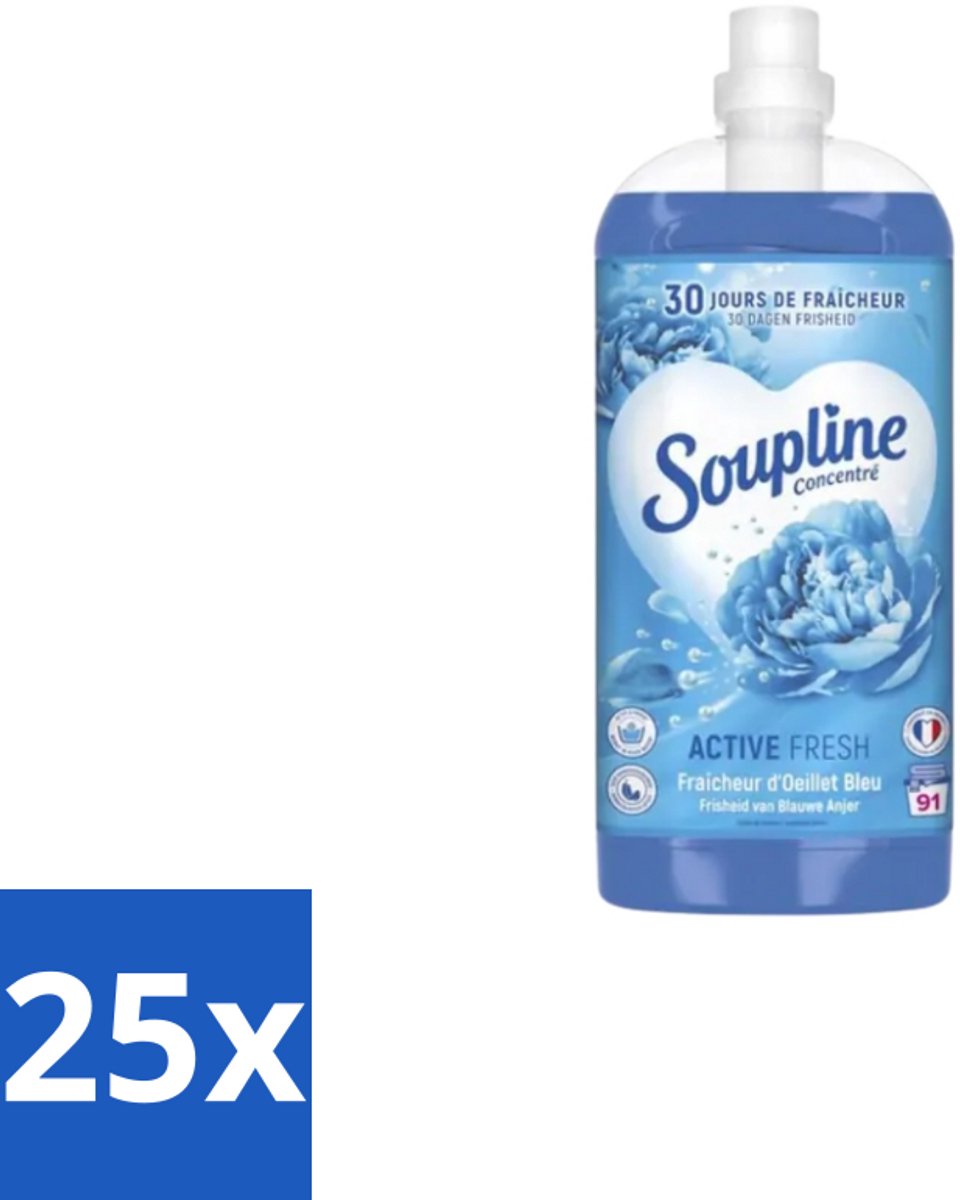 Soupline – Wasverzachter – Active Fresh Frisheid van Blauwe Anjer – 2 L - Bulkverpakking - 25 stuks