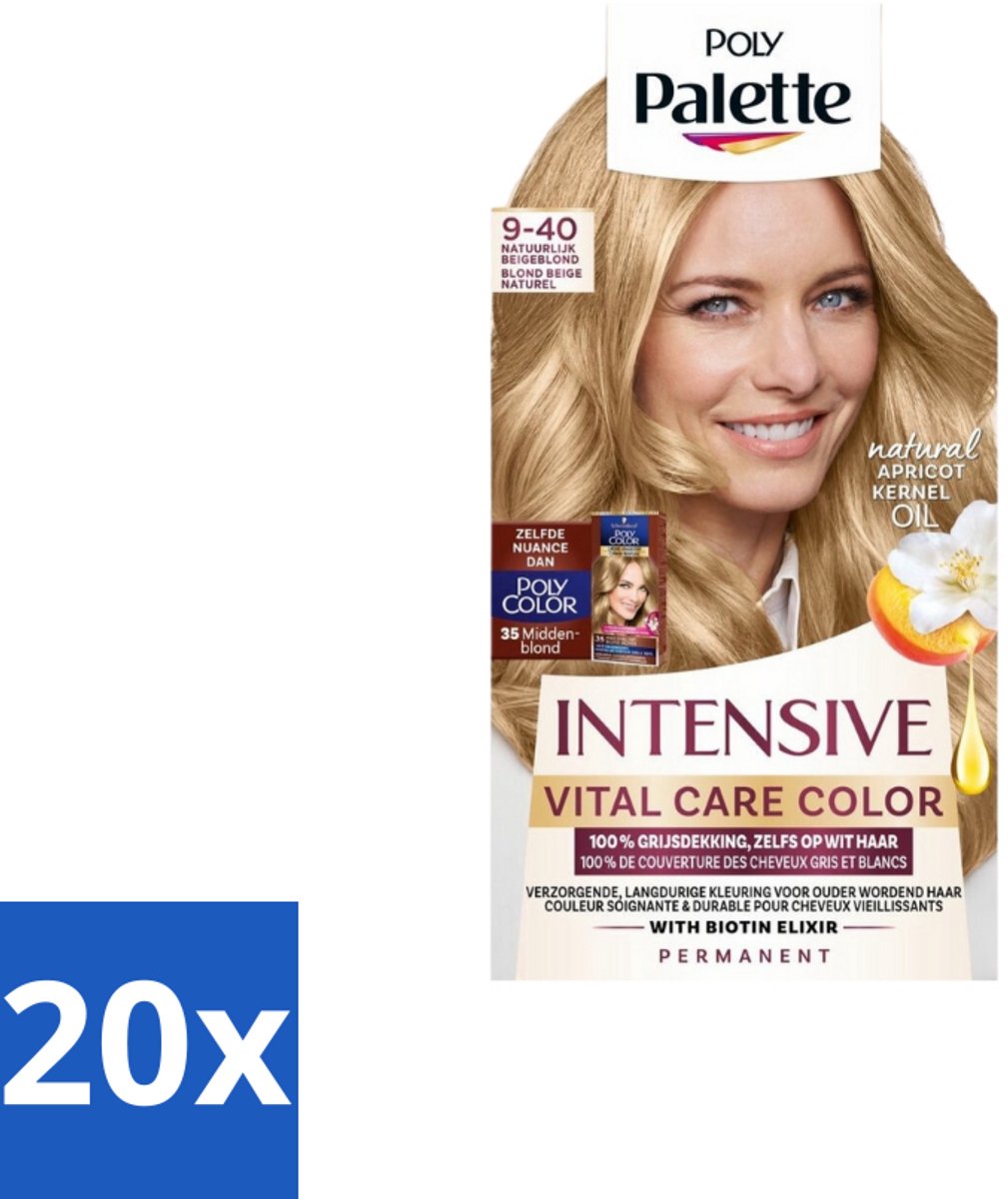 Poly Palette – Haarverf – 9-40 Natuurlijk Beigeblond – 115 ml - Bulkverpakking - 20 stuks