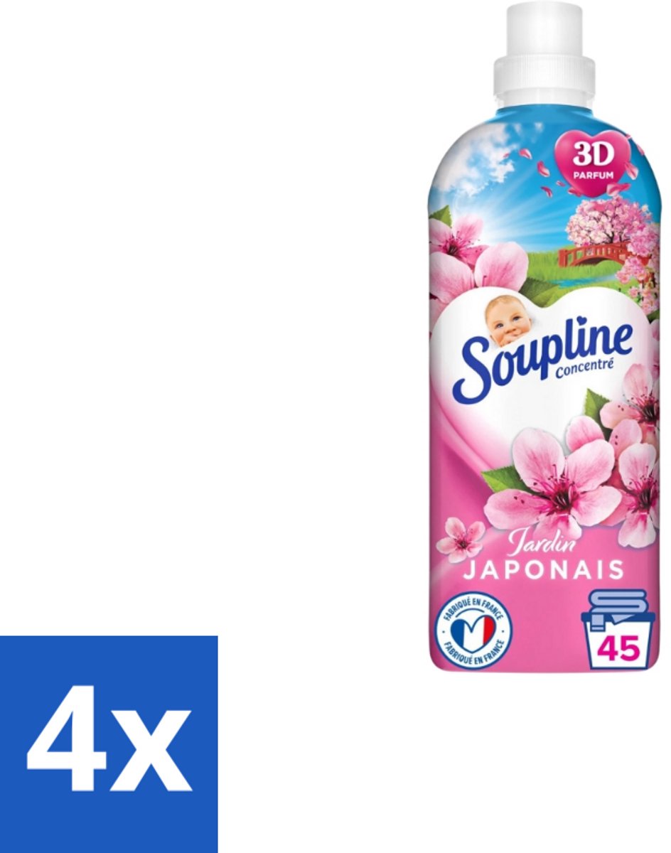 Soupline – Wasverzachter – Japanse Tuin – 950 ml - Voordeelverpakking - 4 stuks