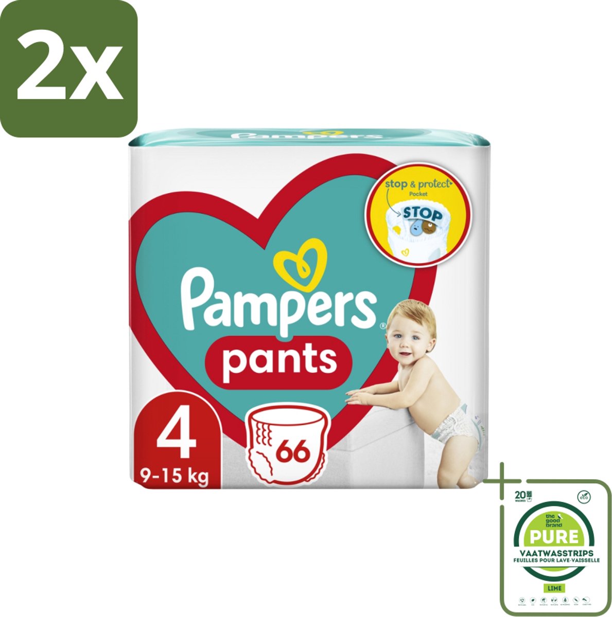 Pampers – Luierbroekjes – Pants Maat 4 – 66 Luiers - Voordeelverpakking - 2 stuks - Luier broekje - Luier voor baby