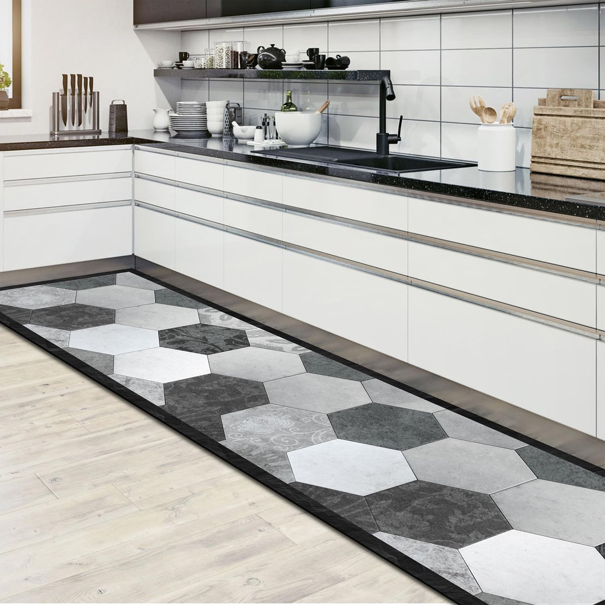 CREARREDA Vinyltapijt voor keuken en badkamer, antislip, wasbaar, modern Italiaans design, waterdicht, decoratief - ShopVlot