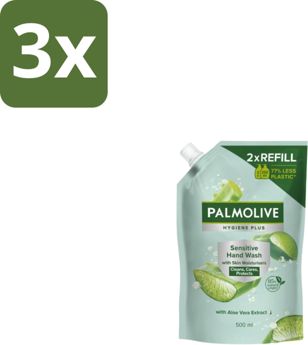 Palmolive – Handzeep Navulling – Hygiene Plus Sensitive Antibacterieel – 500 ml - Bulkverpakking - 3 stuks