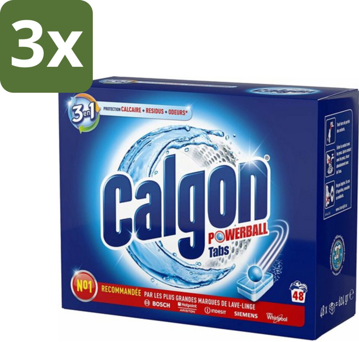 Calgon - 3in1 Tabletten - 48 tabletten - Bulkverpakking - 3 stuks