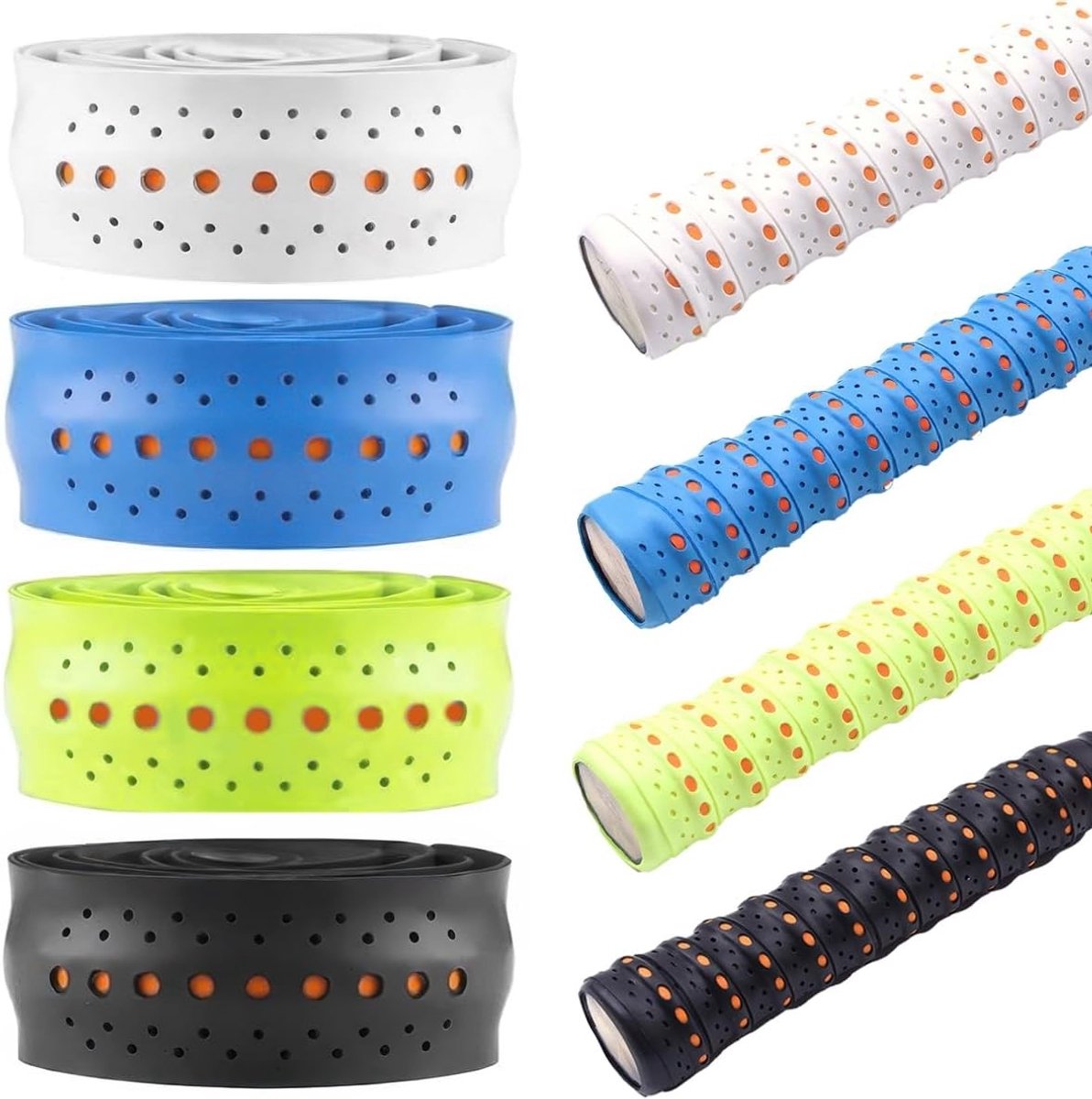 Tennis Racket Grip Band Set van 4 Stuks, 110cm Super Absorberende Overgrip voor Tennis en Badminton, Multicolor Zelfklevende Grip voor Verbeterde Controle en Comfort