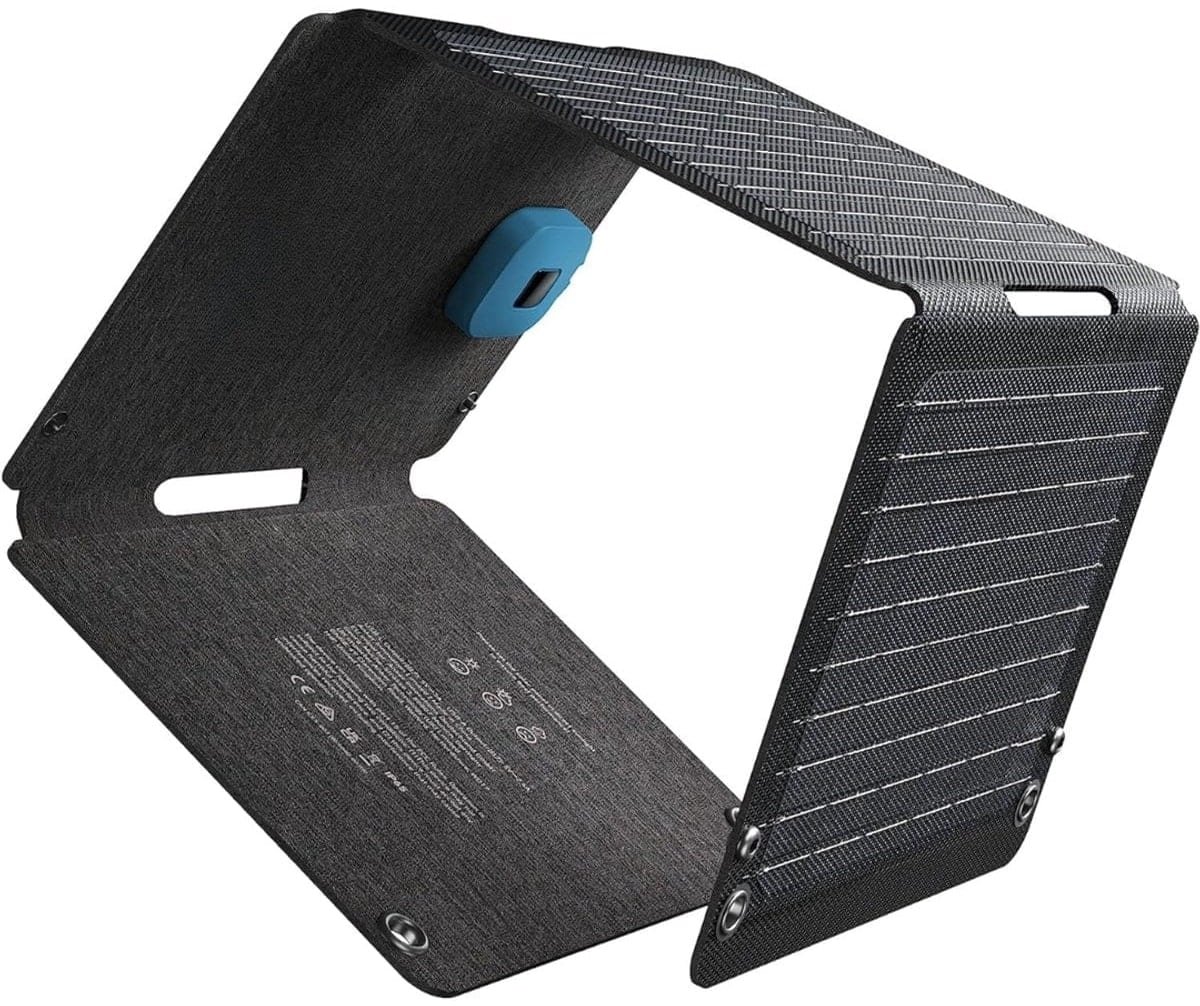Klarven® Zonnepaneel Opvouwbaar Grijs - 30W Ultrasnel Opladen - Geschikt voor Kamperen en Outdoor - 2 USB-poorten, IP65 Waterbestendig - B 23 x H 28 x D 5 cm