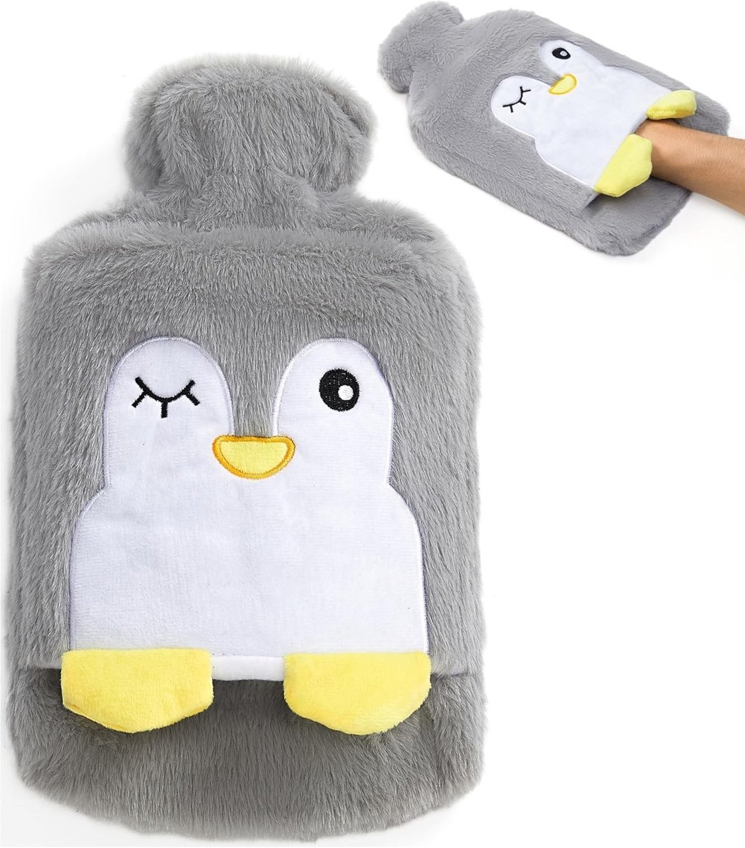 Warmwaterkruik met Dierenhoes voor Kinderen en Volwassenen - Fluffy Deksel voor Pijnverlichting en Comfort, 2000ml