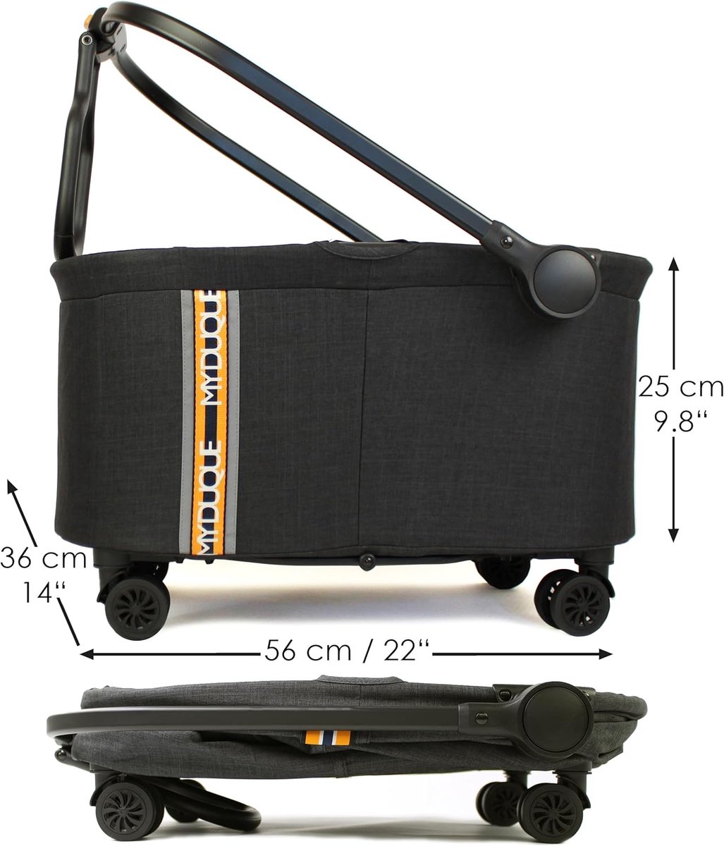 MY DUQUE - MULTI 2-in-1 - fietsmand en boodschappentrolley, opvouwbaar, inclusief houder, gebruiksvriendelijk - ShopVlot