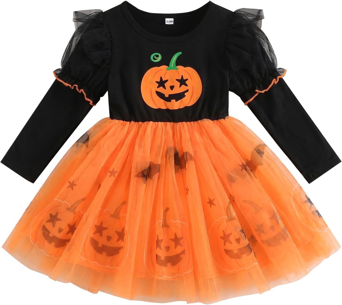 Halloween tutujurk voor babymeisjes met pompoenprint - schattig kostuum voor feestjes en verkleedpartijen