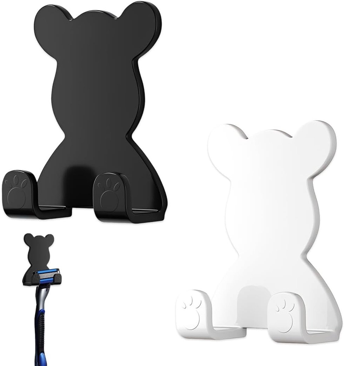 Zelfklevende Shaver Haak - 2 Stuks - Plastic Scheerapparaat Houder voor Badkamer, Keuken en Toilet, Geen Boren Nodig, Ideaal voor Ruimtebesparing en Organisatie