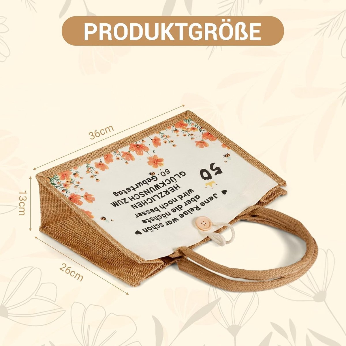 Duurzame Jute Tas voor Winkelen, Perfect Cadeau voor Vrouwen, Moeders en Vriendinnen, Milieuvriendelijk en Herbruikbaar