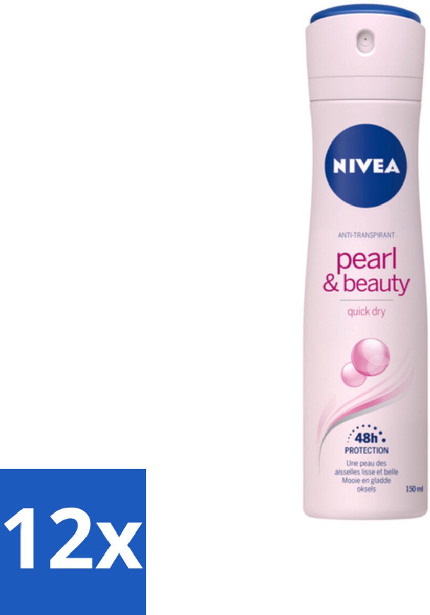 12 x NIVEA – Deodorant Spray – Pearl & Beauty – 150 ml - Deodorant Spray - Okselhuid Verzorging - Parelextracten - Huidvriendelijk - 48 Uur Bescherming