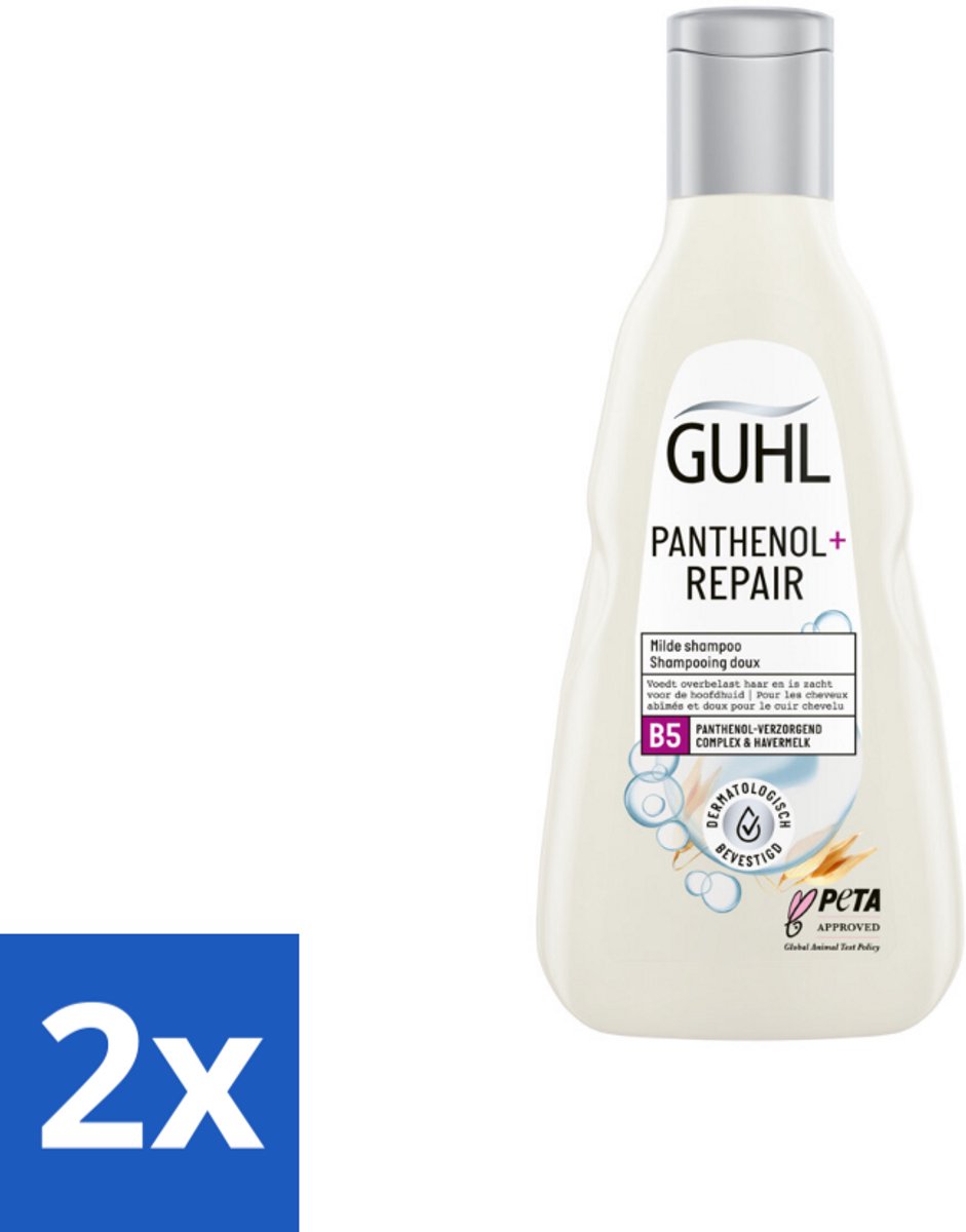 2 x Guhl – Shampoo – Panthenol+ Repair – 250 ml - Hydratatie Haar - Herstel Shampoo - Panthenol Shampoo - Droog Haar Shampoo - Gezond Haar