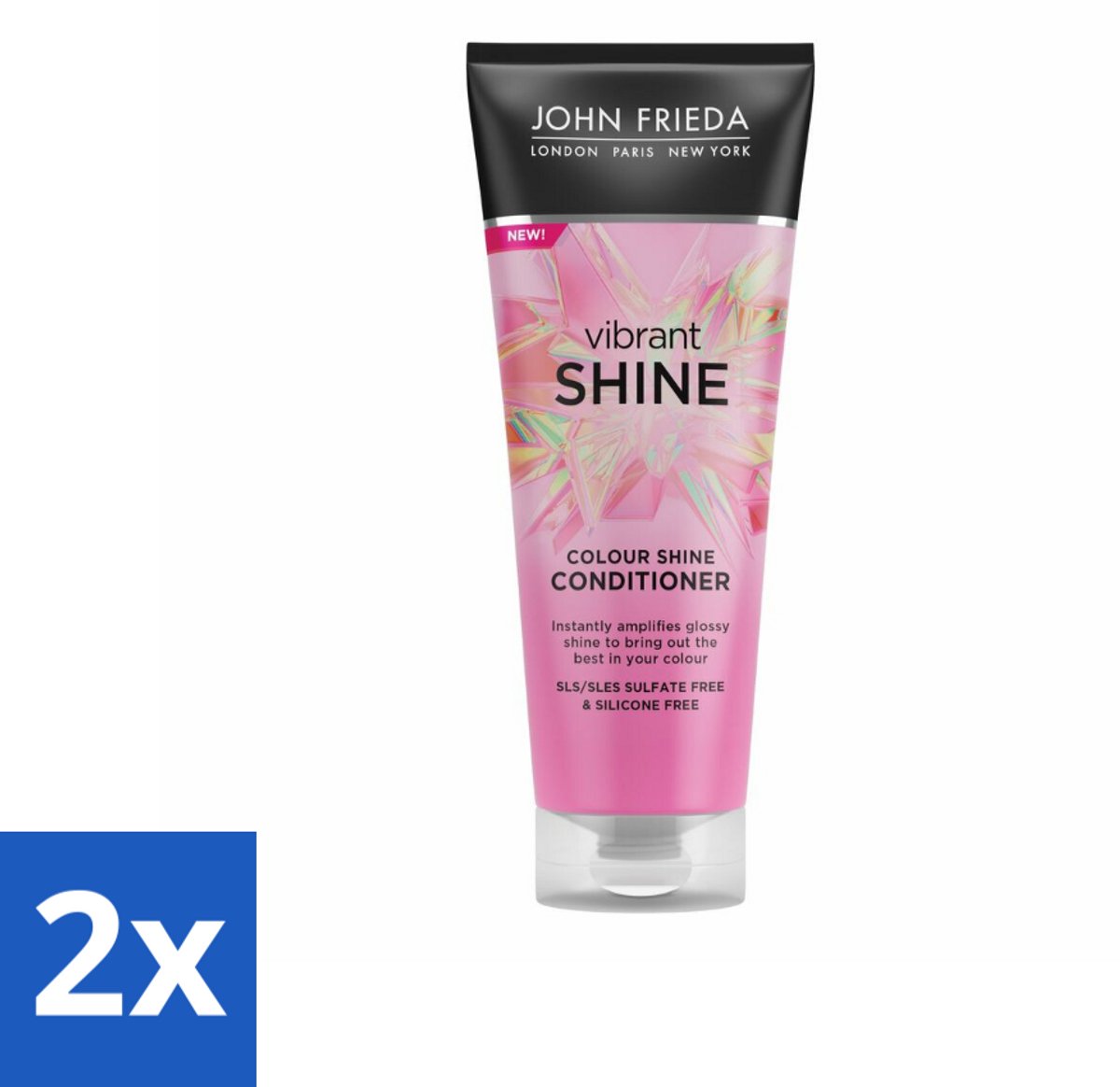 2 x John Frieda – Conditioner – Vibrant Shine Colour – Glansversterkend – 250 ml - Glansversterking - Haarkleur - Haarverzorging - Glans - Zachtheid