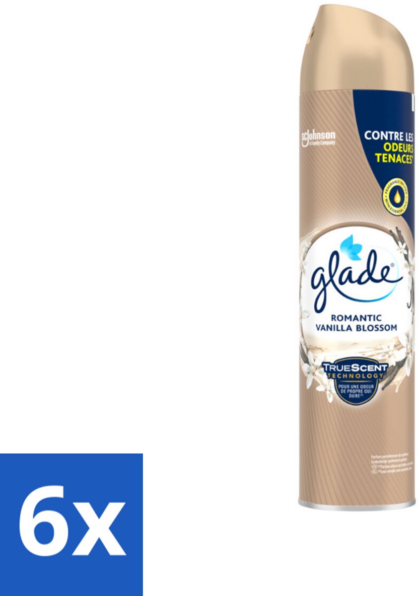6 x Glade – Luchtverfrisser Spray – Romantic Vanilla Blossom – 300 ml - Luchtverfrisser - Geur Spray - Vanille Geur - Orchidee Geur - Sandelhout Geur