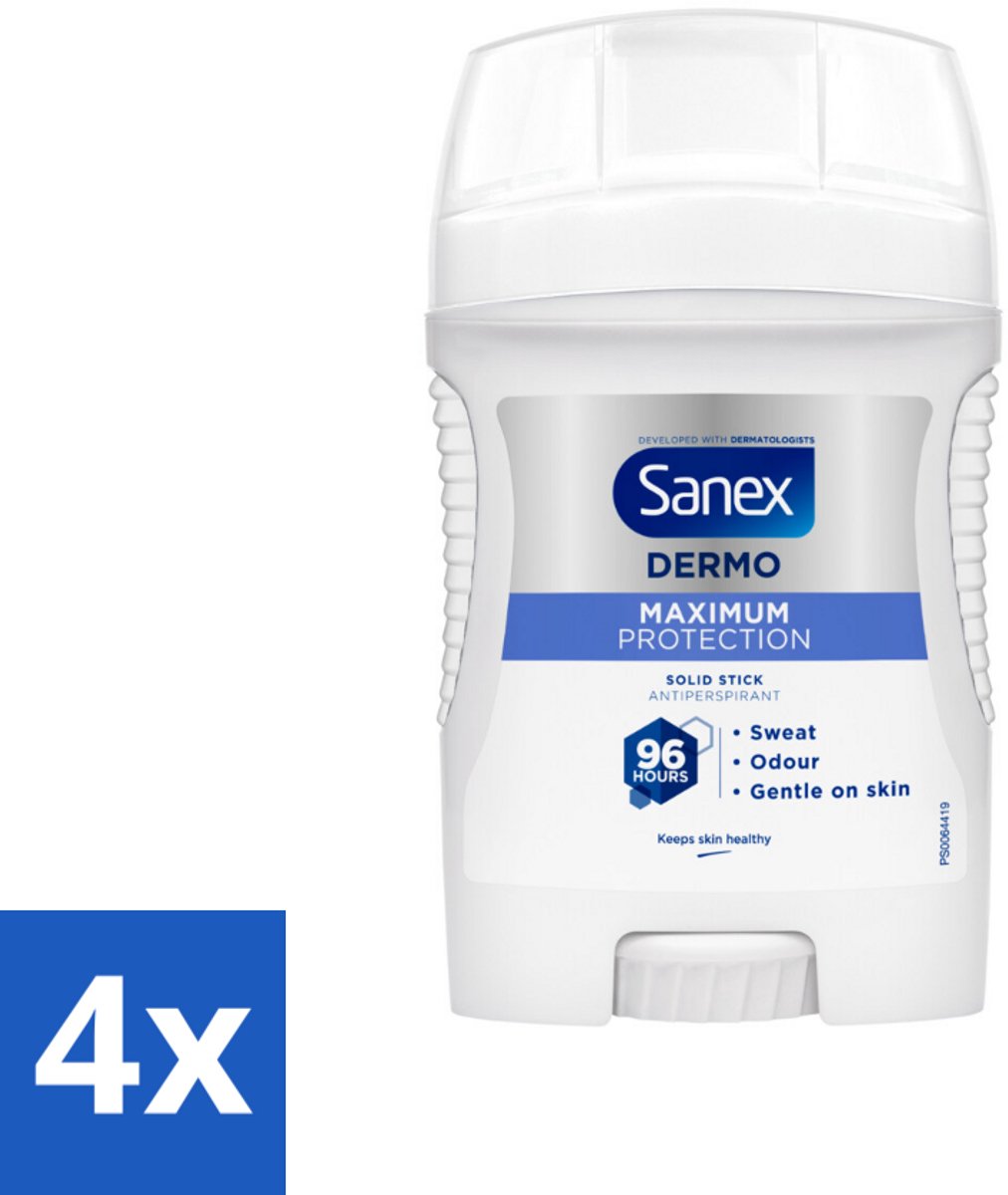 4 x Sanex – Deodorant Stick – Maximum Protection 96H – 50 ml - Anti-transpirant Stick - 96 Uur Bescherming - Zweetbestendig - Geurvervoeging - Huidbescherming