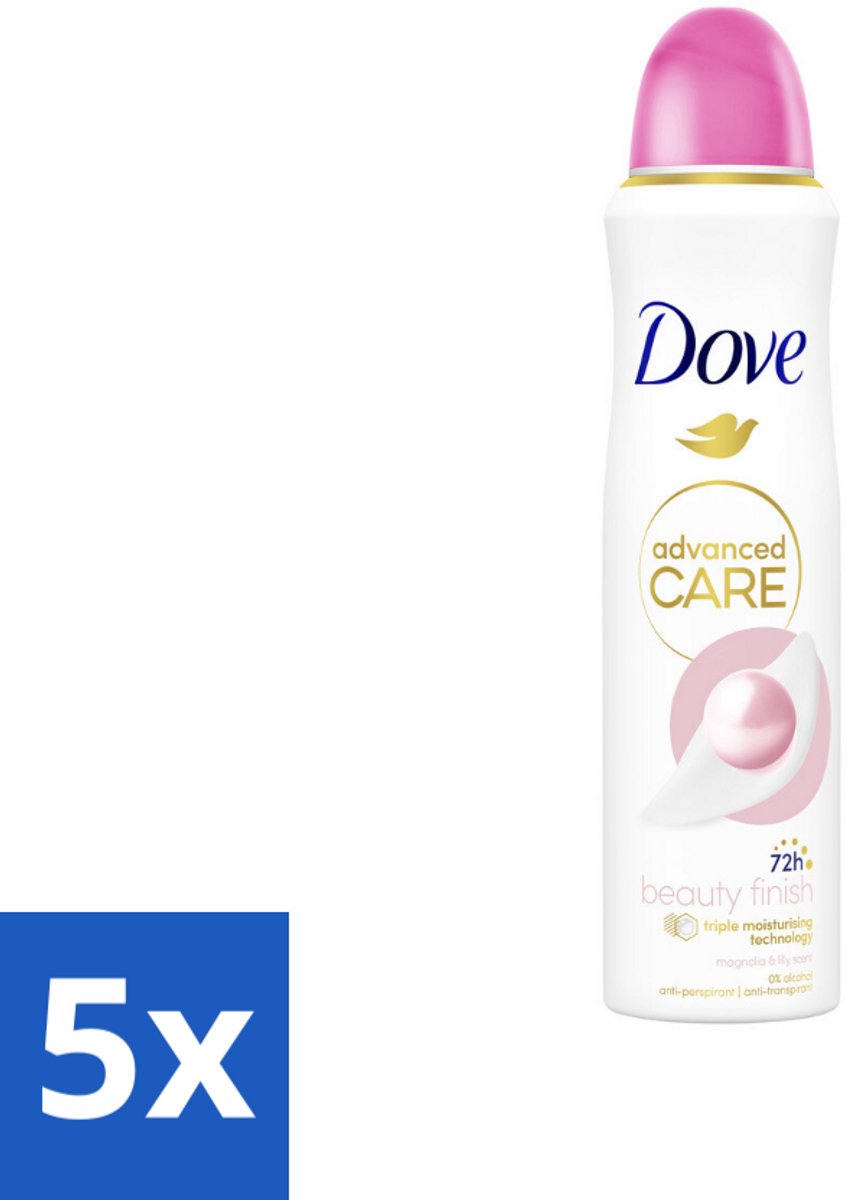 5 x Dove – Deodorant Spray – Beauty Finish – 150 ml - Anti-transpirant Spray - Beauty Finish - Deodorant Spray - Huidbescherming - Stralende Huid