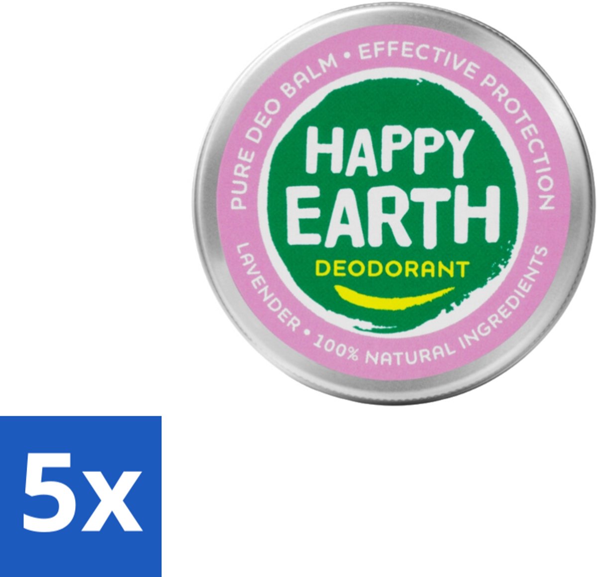 5 x Happy Earth – Deodorant Balm – 100% Natuurlijk Lavender – 45 g - 100% Natuurlijke Deodorant - Natuurlijke Deodorant Balm - Lavendel Deodorant - Natuurlijke Deodorant - Deodorant Balm