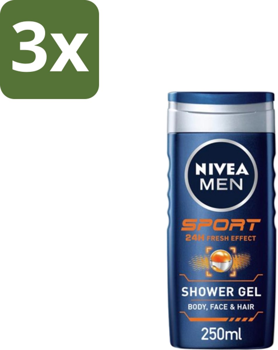 3 x NIVEA MEN – Douchegel – Sport – 250 ml - Koffiezetapparaat