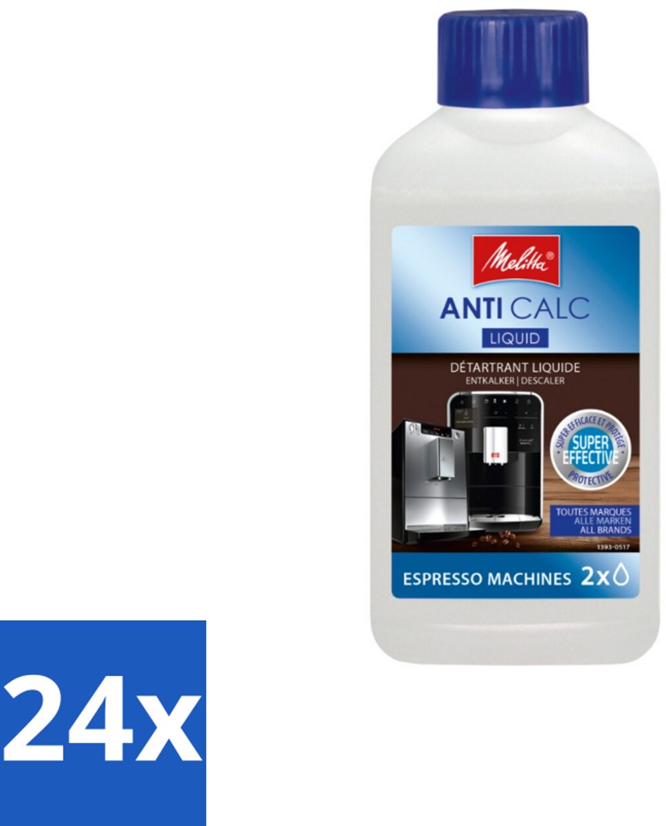 24 x Melitta – Ontkalker Vloeibaar – Voor volautomatische espressomachines – 250 ml - Ontkalken Koffiemachine - Kalk Verwijderen - Koffiemachine Onderhoud - Ontkalkingsoplossing - Kalkafzetting