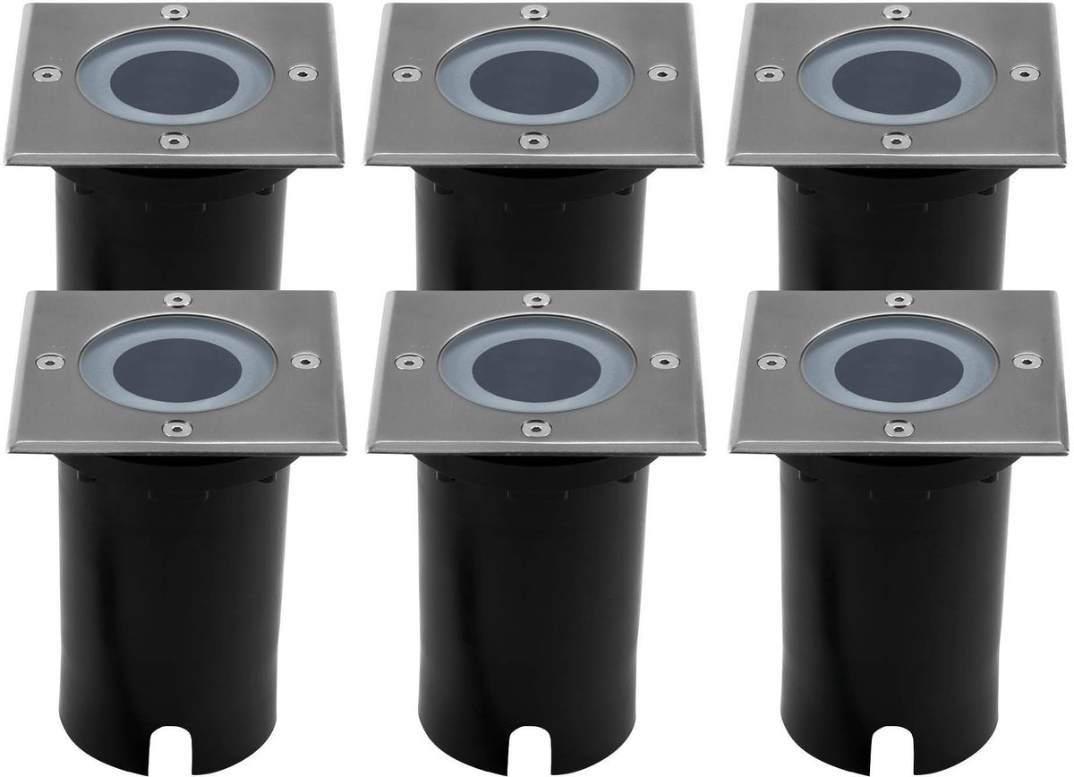 Ledvion Set van 6 LED Grondspot Buiten IP67 3W 230V GU10 vierkant