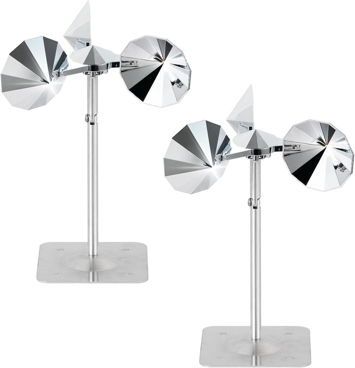 Effectieve Vogelafschrikking met Weerbestendige Windwijzer en Aluminium Basis, 360° Reflectie, 2 Stuks voor Houtpekers en Andere Vogels