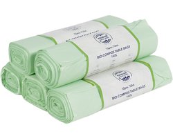 Biozakken 140 liter melkwit groen 87x130cm - 5 rollen à 12 stuks